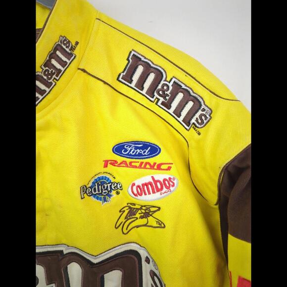 [SOLD] RARE JH DESIGNS Men's Sz XL Yellow M&M Nascar Racing Jacket Elliot Sadler - Picture 2 of 12